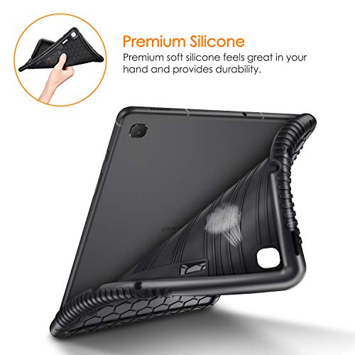 Fintie Funda de Silicona para Samsung Galaxy Tab S6 Lite de 10.4" - [Honey Comb Series] Carcasa Ligera de Silicón Antideslizante para Niños a Prueba de Golpes para Modelo SM-P610/ P615, Negro