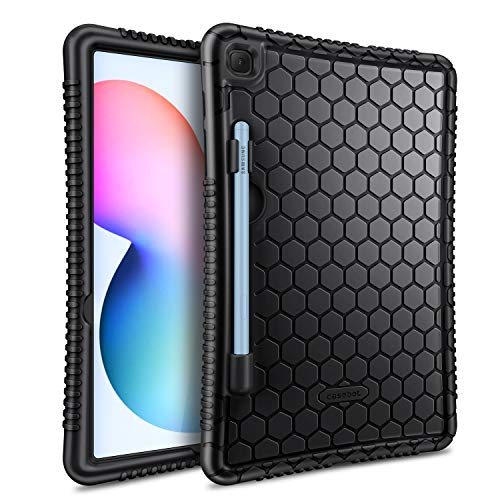 Fintie Funda de Silicona para Samsung Galaxy Tab S6 Lite de 10.4" - [Honey Comb Series] Carcasa Ligera de Silicón Antideslizante para Niños a Prueba de Golpes para Modelo SM-P610/ P615, Negro