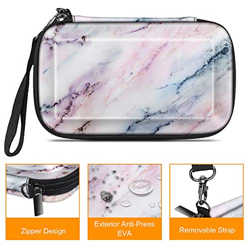 Fintie Funda Portátil para Nintendo 2DS XL / 3DS XL / 3DS / 3DS LL - Estuche para Viaje Bolsa de Transporte para la Consola con Ranuras para Tarjeta de Juego y Bolsillo Interno, Mármol Rosa