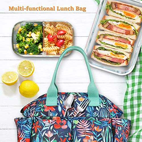 Fintie Térmica Bolsa de Almuerzo, Portatil Isotermica Enfriamiento Bolsas para Alimentos Frutas, con Forro Aislamiento Térmico para Mujer Niños Trabajo Viaje Oficina Playa, Jungle Night