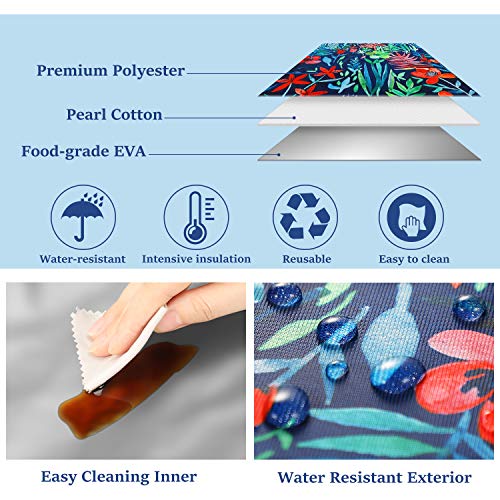 Fintie Térmica Bolsa de Almuerzo, Portatil Isotermica Enfriamiento Bolsas para Alimentos Frutas, con Forro Aislamiento Térmico para Mujer Niños Trabajo Viaje Oficina Playa, Jungle Night