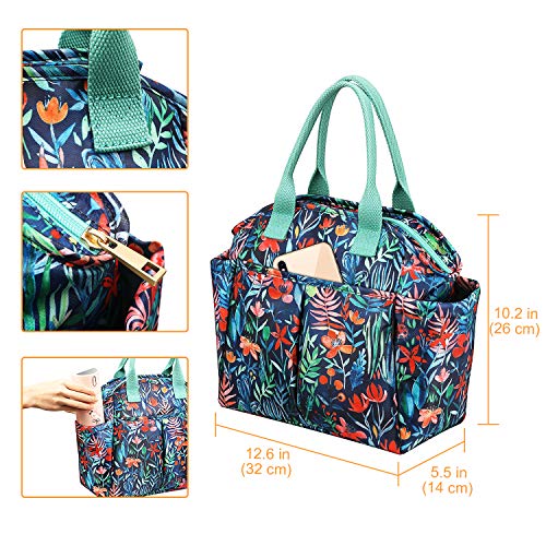 Fintie Térmica Bolsa de Almuerzo, Portatil Isotermica Enfriamiento Bolsas para Alimentos Frutas, con Forro Aislamiento Térmico para Mujer Niños Trabajo Viaje Oficina Playa, Jungle Night
