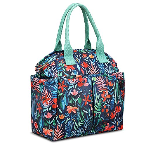Fintie Térmica Bolsa de Almuerzo, Portatil Isotermica Enfriamiento Bolsas para Alimentos Frutas, con Forro Aislamiento Térmico para Mujer Niños Trabajo Viaje Oficina Playa, Jungle Night