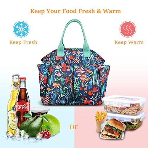 Fintie Térmica Bolsa de Almuerzo, Portatil Isotermica Enfriamiento Bolsas para Alimentos Frutas, con Forro Aislamiento Térmico para Mujer Niños Trabajo Viaje Oficina Playa, Jungle Night