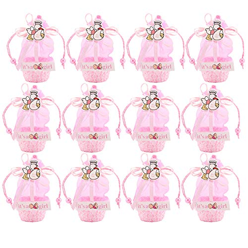 FireAngels 12 piezas DIY Bear Pattern/Cute Duck Cumpleaños Baby Shower Party Favors Basket Candy Box con cintas bautizo niño niña cajas de regalo Pink-Duck