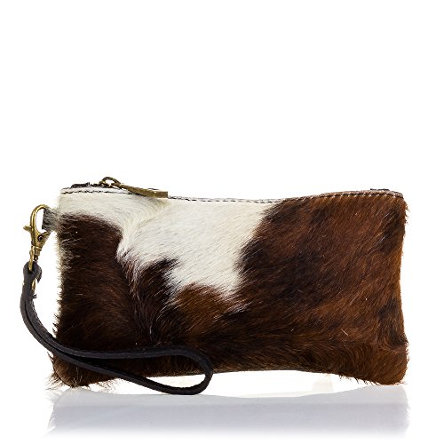 FIRENZE ARTEGIANI. Mattarello Bolso de Mano Mujer.Piel auténtica Cavallino Vaca Dollaro .Made in Italy. Vera Pelle Italiana.19x2x10 cm. Color: Vaca Marrón Negro.