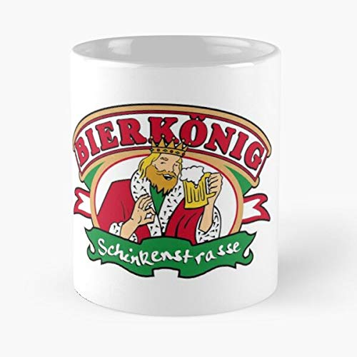 FitinC Mega Beer El Palma Malle King Drinker Arenal Park Mallorca Best Mug Tiene 11oz de Mano Hechas de cerámica de mármol Blanco