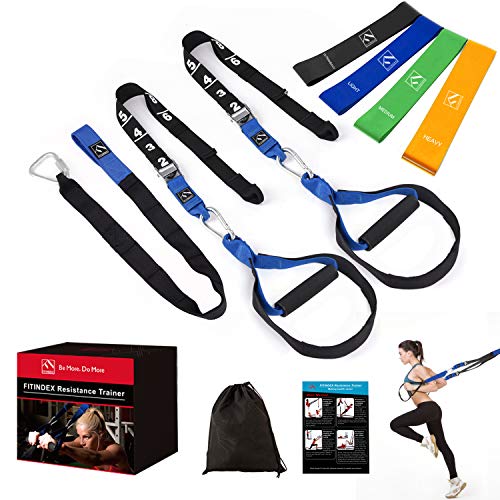 FITINDEX Kit de entrenamiento de resistencia corporal,Correas de suspensión de uso doméstico,Equipo de resistencia fitness con cintas de resistencia,para gimnasia en interiores o exteriores