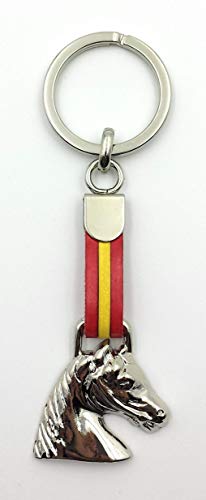 FJR-ArtPiel - Llavero bandera de España con cabeza de caballo - Alta Calidad
