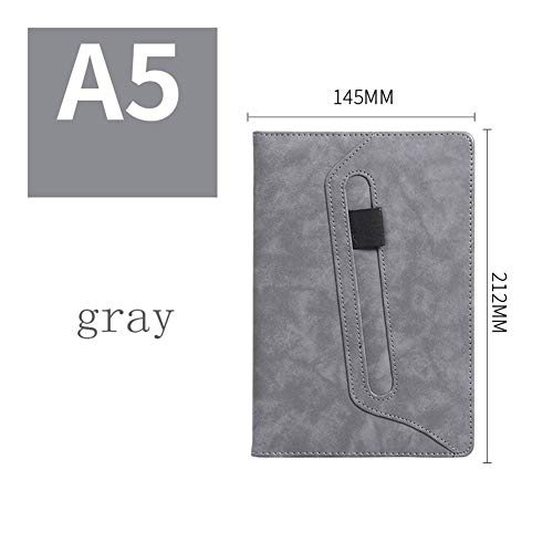 FJXQCY Dotted Journal/Cuaderno Punteado, Cuaderno Clásico, Acta De La Reunión, Diseño De La Pluma, 3 Tamaños, 4 Colores, 200 Páginas (Color : Gris, Size : A5)
