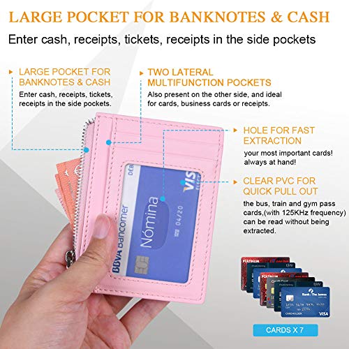 flintronic Billetera, Tarjetas de Crédito Slim Moda RFID Bloqueo Monedero de Cuero, Mini Billetera para Cartera ID,Tarjetero Crédito Licencia de Conducir Cartera Hombre