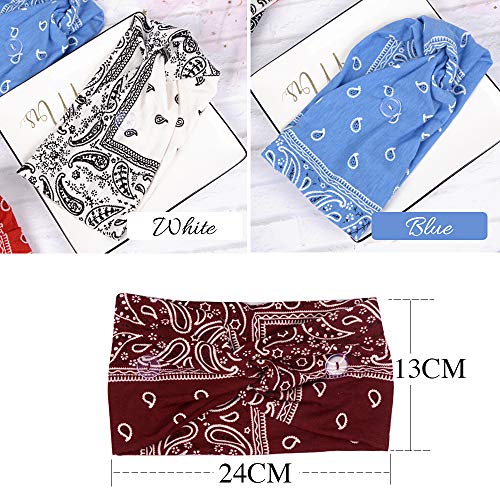 FLOFIA 6pcs Diademas Pelo Mujer Elásticas Turbantes Cinta Pelo Mujer de Nudo Paisley con Flor Criss Cross Banda para el Cabello Hair Bands Twisted Accesorios de Pelo para Cabello Pañuelo Pelo Mujer