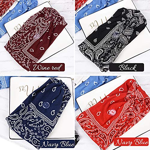 FLOFIA 6pcs Diademas Pelo Mujer Elásticas Turbantes Cinta Pelo Mujer de Nudo Paisley con Flor Criss Cross Banda para el Cabello Hair Bands Twisted Accesorios de Pelo para Cabello Pañuelo Pelo Mujer