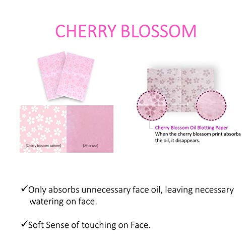 Flor de Cerezo - Papel secante de aceite natural con estuche de espejo de maquillaje