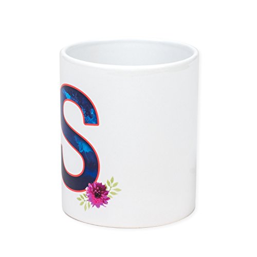 Floral Monogram Letter K, 11 Ounce Ceramic Coffee Mug