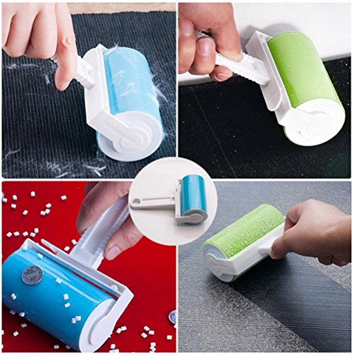 FOCCTS 4PCS Rodillo Quitapelusas Removedor Pegajoso de Pelusa Lavable y Reutilizable Sticky Picker Cleaner con Tapa para Pelo de Mascotas, Ropa, Alfombras, Alfombras de Coche, etc.