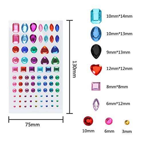 FOCCTS Pegatinas brillantes 6 tabletas adhesivos piedras colores 600pcs pegatinas de diamantes de imitación para teléfono DIY decoración niños manualidades