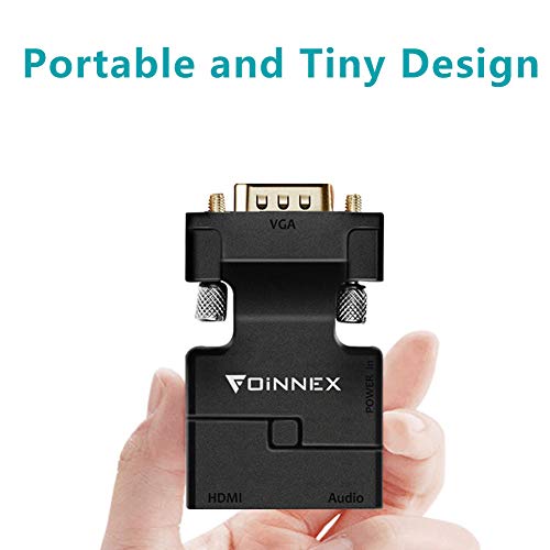 FOINNEX VGA a HDMI Adaptador/Convertidor con Audio (Conversor de PC Antigua a TV/Monitor con HDMI) Activo Hacer Macho VGA to HDMI Hembra Conector HD 1080P Video y Sonido para Computer,Laptop,Projector