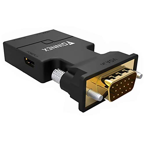FOINNEX VGA a HDMI Adaptador/Convertidor con Audio (Conversor de PC Antigua a TV/Monitor con HDMI) Activo Hacer Macho VGA to HDMI Hembra Conector HD 1080P Video y Sonido para Computer,Laptop,Projector
