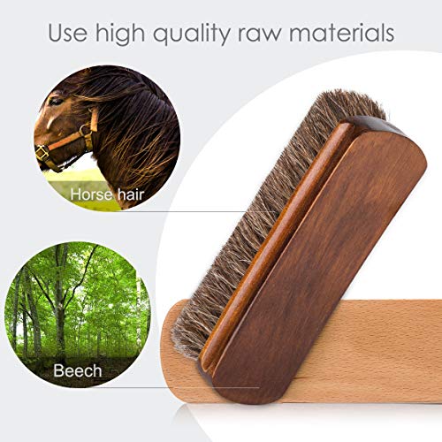 Foloda Cabello de Caballo Zapatos Cepillos, 2 Pcs de Madera de Gran Limpieza/Pulido Cepillos de Caballo para Botas/Zapatos