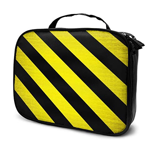 Fondo de Rayas de Advertencia Maquillaje de Viaje Bolsa de cosméticos Caja de Cepillo de Almacenamiento de Oficina