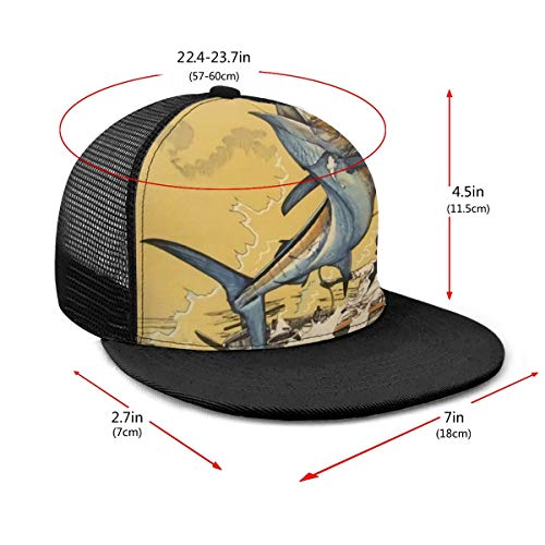FONDSILVER Gorra de béisbol unisex para hombre viejo y el mar de la gran onda para hombres, mujeres y niños y niñas ajustable, llano, plano, con visera de hip hop, para deportes al aire libre, color negro
