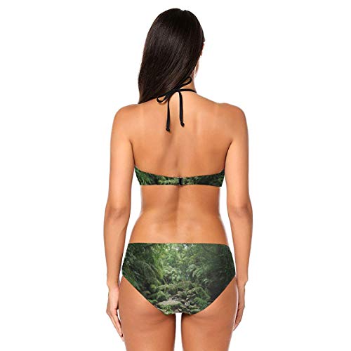 Forest Lush Green Tropical Rainforest In Iriomote Island Okinawa Halter para Mujer 2 Piezas Traje de baño de Playa/Baño/Bikini Set Medium