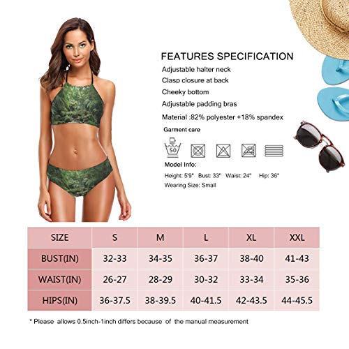 Forest Lush Green Tropical Rainforest In Iriomote Island Okinawa Halter para Mujer 2 Piezas Traje de baño de Playa/Baño/Bikini Set Medium