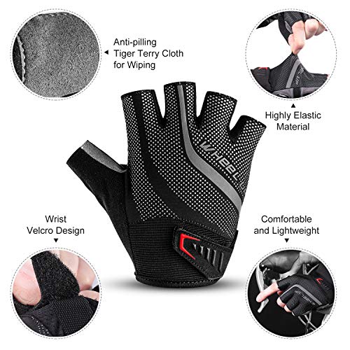 FORIZEN Guantes de Ciclismo de Bicicleta, Gel de Medio Dedo Guantes de MTB Transpirables, Antideslizante Unisex Guantes de Ciclismo (L: Ancho de la Palma 8-9 cm)