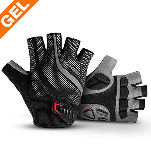 FORIZEN Guantes de Ciclismo de Bicicleta, Gel de Medio Dedo Guantes de MTB Transpirables, Antideslizante Unisex Guantes de Ciclismo (L: Ancho de la Palma 8-9 cm)