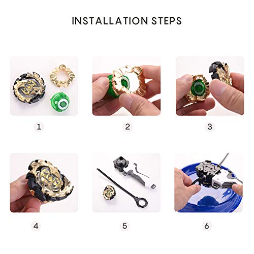 FORMIZON 4 Pcs Gyro Burst, Conjuntos de Metal de Gyro Spinning Fusión 4D, Modelo Lanzador de Aceleración Gyro, Regalo para Niños