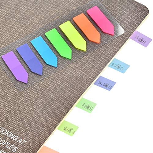 FOROREH 1400 Conjunto de fichas de índice de banderas transparentes para notas adhesivas, etiquetas para escribir, marcadores de página, marcadores de texto, tiras de resaltado, 7 colores