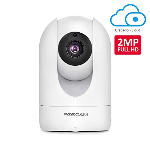 Foscam - Cámara IP WiFi HD R2 para la vigilancia de Interiores con Sensor de Movimiento y visión Nocturna, Compatible con iOS y Android. (P2P, PTZ, 1080P, Onvif, Ranura Micro SD)