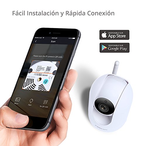 Foscam - Cámara IP WiFi HD R2 para la vigilancia de Interiores con Sensor de Movimiento y visión Nocturna, Compatible con iOS y Android. (P2P, PTZ, 1080P, Onvif, Ranura Micro SD)