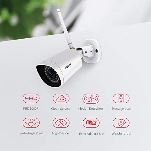 Foscam FI9902P 2MP Cámara Bala IP WiFi Vigilancia, AI Detección Humana, visión Nocturna, Compatible con Alexa (P2P, 1080p, ONVIF)