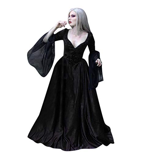 Fossenfeliz Disfraz Bruja Mujer Gótico - Disfraces Medievales Princesa Reina, Vestidos de Fiesta Mujer Tallas Grandes de Halloween