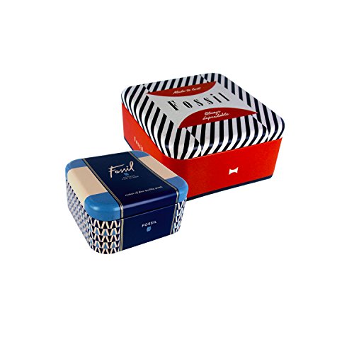 Fossil Collar de mujer con acero inoxidable, circón incoloro redondo, 45 cm + 5 cm extensor