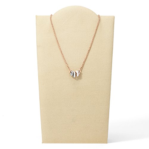 Fossil Collar de mujer con acero inoxidable, circón incoloro redondo, 45 cm + 5 cm extensor