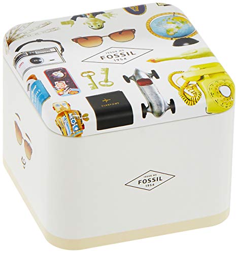 Fossil Collar de mujer con acero inoxidable, circón incoloro redondo, 45 cm + 5 cm extensor