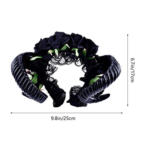 FRCOLOR Diadema de Cuerno de Oveja Tocados de Cuernos de Diablo Gótico Halloween Cráneo Velo Tocado Cosplay Accesorios para El Cabello