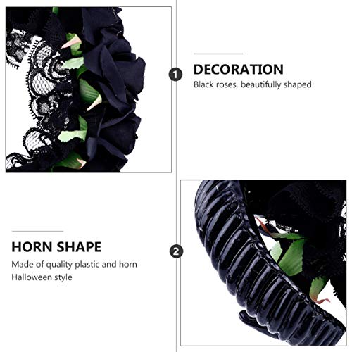 FRCOLOR Diadema de Cuerno de Oveja Tocados de Cuernos de Diablo Gótico Halloween Cráneo Velo Tocado Cosplay Accesorios para El Cabello