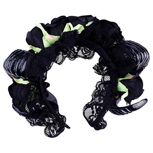 FRCOLOR Diadema de Cuerno de Oveja Tocados de Cuernos de Diablo Gótico Halloween Cráneo Velo Tocado Cosplay Accesorios para El Cabello