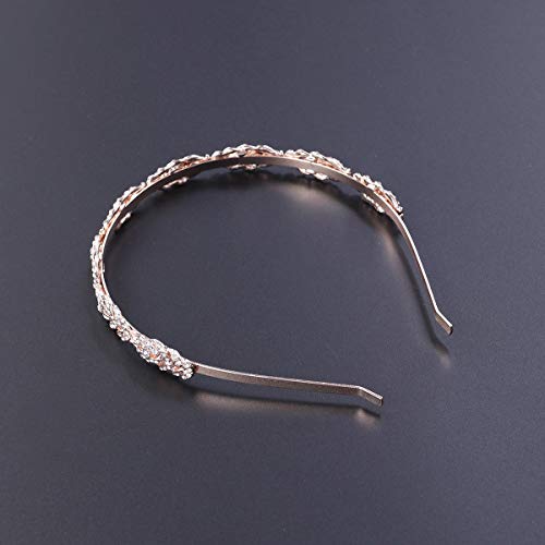 Frcolor Diadema de novia de cristal Diadema nupcial Diadema de pelo rhinestone Cabello de Dama de honor de la joyería (oro rosa)