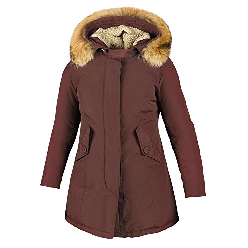 Freedomday - Parka acolchada Chamois con capucha y pelo, color azul burdeos S