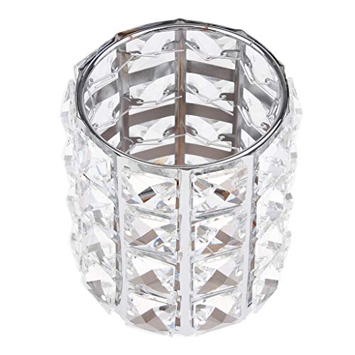 freneci Cristal Sólido Maquillaje Pinceles Titular Copa Organizador Cosmético Herramientas Peine Caso - Plata