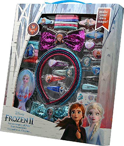 Frozen- Set 34 pzas Pelo con Cepillo 2 Sets de cosmética y joyería (KIDS 20564) , color/modelo surtido