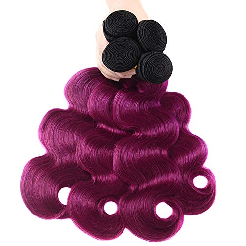 FRTG 10A Ombre 1B / Purple # Body Wave El Cabello Humano Brasileño Teje,18