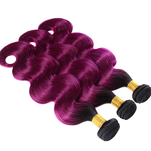 FRTG 10A Ombre 1B / Purple # Body Wave El Cabello Humano Brasileño Teje,18