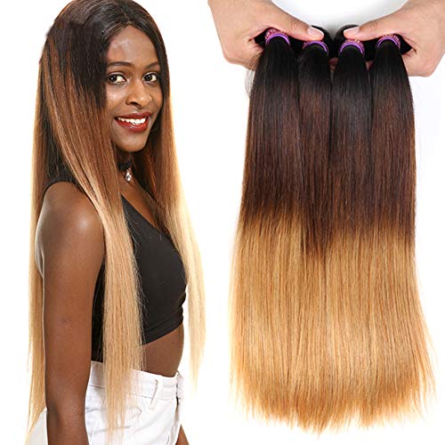 FRTG Extensión Brasileña Rubia Clara del Cabello Humano De 10A 1B / 4/27 Ombre,24