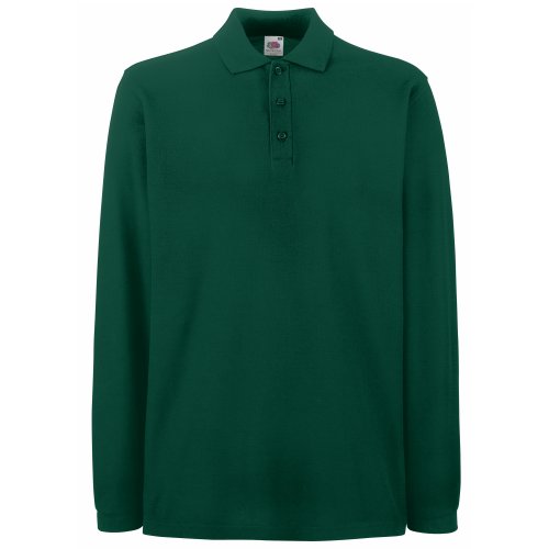 Fruit of the Loom - Polo de Manga Larga para Hombre/Caballero - 100% algodón Calidad de Primera (3XL) (Verde Oscuro)